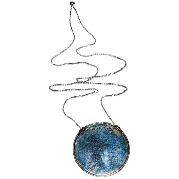 House of Harlow 1960 Sunburst Pendant Necklace in Silver Tone w/ White Leather - Picture 3 of 10